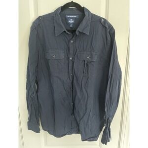 Old Navy Men's Long Sleeve Button-Up Shirt, Slim Fit, XL, Navy